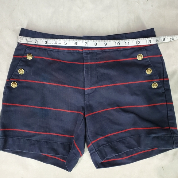 Tommy Hilfiger Red and Blue Striped Nautical Shorts Anchor Buttons Pockets Sz 00 - Picture 5 of 10